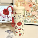 Axyaa 500ML Stainless Steel Thermal Water Bottle with Straw for Girls