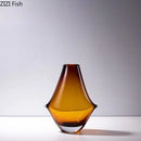 Axyaa Amber Glass Small Mouth Vase for Artistic Flower Arrangement