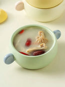 Axyaa Kids Ceramic Ears Bowl, Colorful Children's Tableware, Cute Rice Eating Bowl