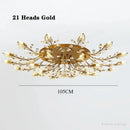 Axyaa Black Gold Leaves Crystal Ceiling Lamp | Modern Nordic LED Ceiling Light