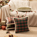 Axyaa Christmas Plush Pillowcase: Winter Plaid Edge, Imitation Rabbit Hair, Sofa Cushion Cover.