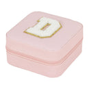 Axyaa Sequin Letter Jewelry Box with Mirror - Cute Portable Organizer Gift