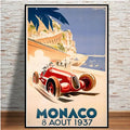 Axyaa Retro Monaco Race Car Wall Art Canvas Painting for Home Decor
