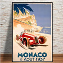 Axyaa Retro Monaco Race Car Wall Art Canvas Painting for Home Decor