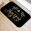 Axyaa Merry & Happy Year Door Mat: Golden Black Letter Print, Non-Slip Floor