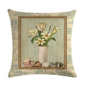 Axyaa Floral Vase Print Linen Cushion Cover 45*45cm