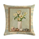 Axyaa Floral Vase Print Linen Cushion Cover 45*45cm