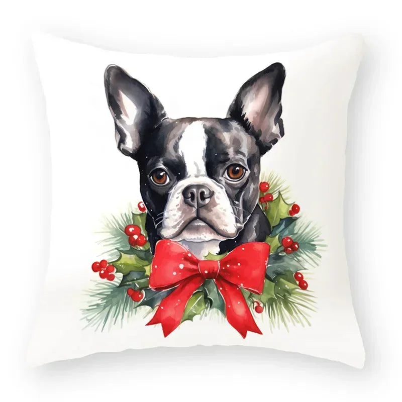Christmas Cartoon Animal Printed Pillowcase by Axyaa: Decorative Throw Cover for Sofa, Living Room, Cushion