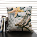 Axyaa Shell Print Cushion Cover for Living Room Sofa, 45x45cm