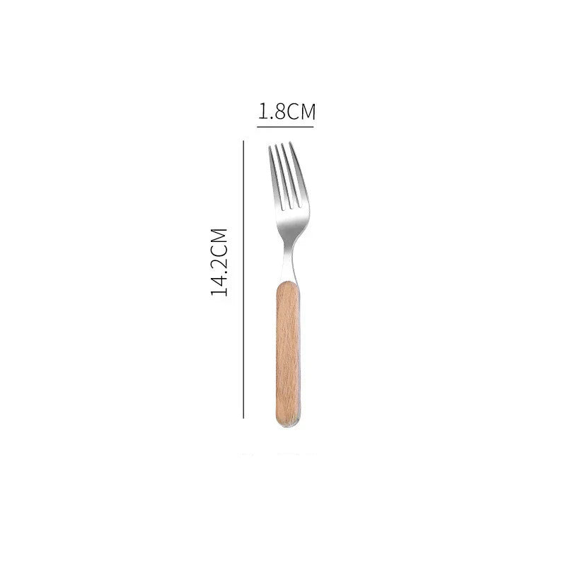 Axyaa Stainless Steel Cutlery Set with Wooden Handle - Western Dinnerware Gift