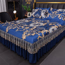 Axyaa Ice Silk Cool Bed Skirt Set - Solid Color, Summer Mat, Machine Washable