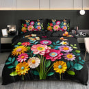 Axyaa Rustic Floral Print Quilt Cover Set for Home and Dorm All Seasons