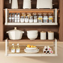 Axyaa Expandable Spice Rack Layered Cabinet Storage Shelf with Hanging Basket