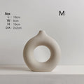 Axyaa Circular Hollow Vase: Donuts Ceramic Flower Vase for Home & Office Decor