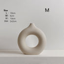 Axyaa Circular Hollow Vase: Donuts Ceramic Flower Vase for Home & Office Decor