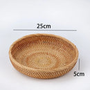 Axyaa Handwoven Rattan Storage Basket Tray - Multiuse Serving Platter Home Organizer