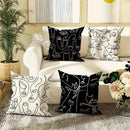 Axyaa Abstract Face Line Art Pillowcase Set, Modern Black and White Design