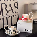 Axyaa Long-handled Iris Coffee Cup and Saucer Set