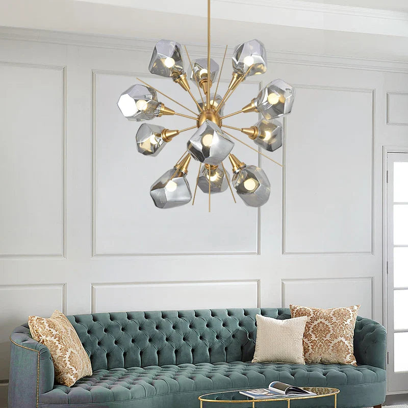 Axyaa Rock Glass Chandelier Pendant Lamps for Living Room Restaurant Bedroom