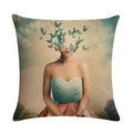 Axyaa Fairy Girl Linen Pillowcase for Home Decor 45X45CM