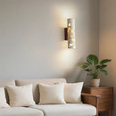 Axyaa Nordic LED Wall Lamp Sconce Wood Canopy Column Terrazzo Mirror Light