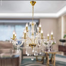 Axyaa Gold Crystal Chandelier: Vintage Industrial Style for Living & Dining Room