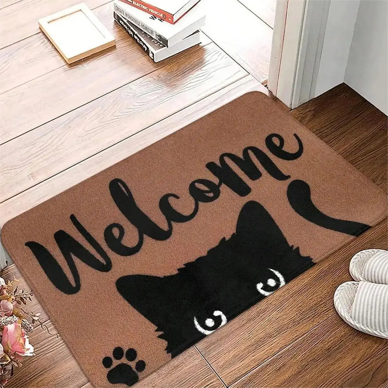 Axyaa Cat Pattern Door Mat - Non-Slip Washable Small Rug for Home Decoration