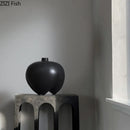 Axyaa Black Ceramic Small Mouth Vase for Dried Flower Arrangement Home Decor