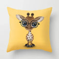 Yellow Giraffe Design Throw Pillow Cover for Home Decor by Axyaa