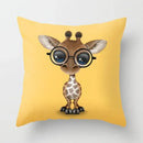 Yellow Giraffe Design Throw Pillow Cover for Home Decor by Axyaa