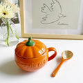 Axyaa Pumpkin Ceramic Coffee Mug with Lid - Home Office Drinkware and Decor
