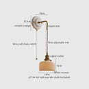 Axyaa Small Pleats Ceramic LED Wall Light Fixture Copper Arm Pull Chain Switch