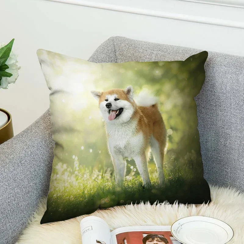 Axyaa Shiba Inu Pillow Cover for Decorative Home and Car Cushions