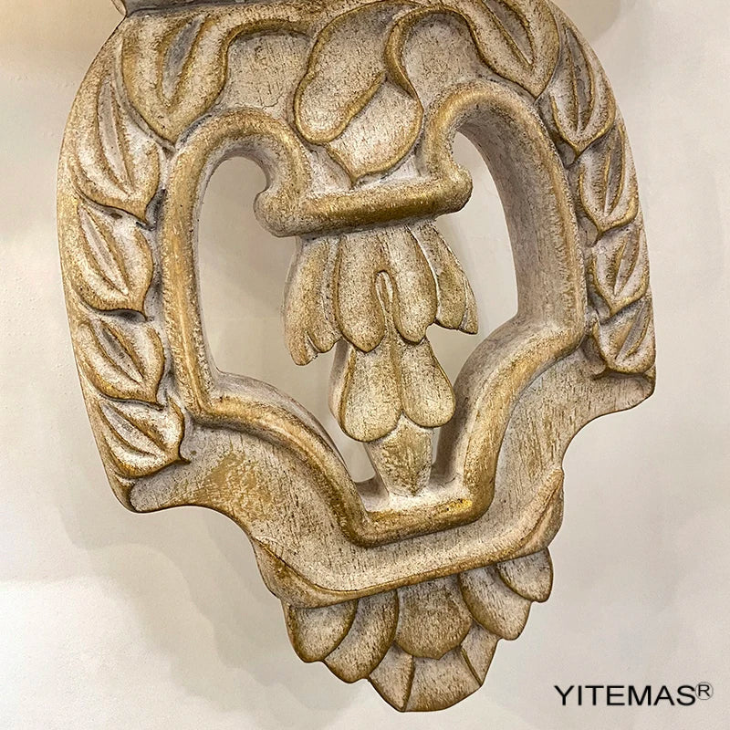 Axyaa Retro Wooden Wall Sconce with Fabric Shade for Bedroom and Living Room