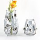 Axyaa Geometric Silver Sphere Glass Vase for Home Decoration and Plant Display