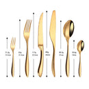 Axyaa Gold Stainless Steel Cutlery Set - Knife Fork Spoon Flatware