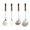 Axyaa Stainless Steel Kitchen Utensil Set - Soup Spoon, Colander, Spatula, Frying Shovel