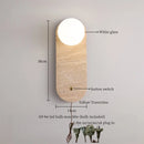 Axyaa Wabi Sabi LED Wall Lamps White Glass Yellow Travertine Light Fixture