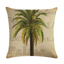Tropical Tree Green Plant Linen Cushion Cover by Axyaa for Home Decoration