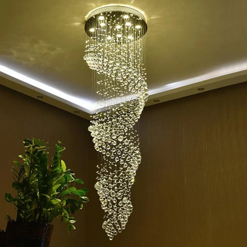 Luxury Spiral Crystal Chandelier - Axyaa LED Crystal Chandelier