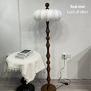 Axyaa Retro Wabi Sabi Floor Lamp with Chinese Fabric Lampshade and LED Light