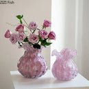 Axyaa Pink Glass Vase Bud Shape Table Decoration Floral Arrangement Aesthetic Décor
