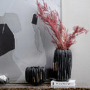 Axyaa Black Gold Resin Vase Crease Texture Abstract Craft Ornament Home Decor