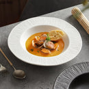 Axyaa Striped Ceramic Soup Pasta Salad Plate | Creative Tableware