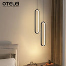 Axyaa Elliptical LED Pendant Light – Modern Gold Black Minimalist Design