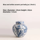 Axyaa Blue & White Porcelain Vase Ornaments for Entryway, Living Room, Study