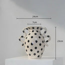 Axyaa Polka Dot Ceramic Vase Pot Home Decor Handicrafts Flower Arrangement Accessory