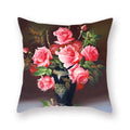 Purple Rose Vase Decorative Pillow Cover 45x45cm by Axyaa