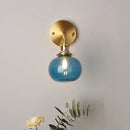 Axyaa Vintage Blue Glass LED Wall Lamp with Pull Chain Switch