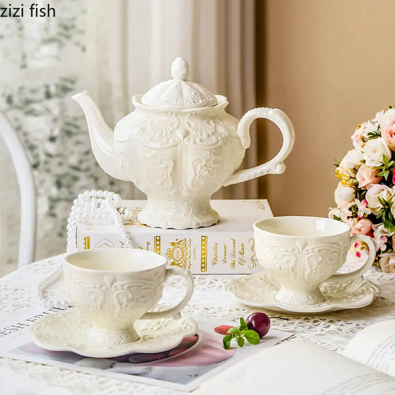 Axya Ceramic Tea Set with High Leg Cake Plate & Snack Dish